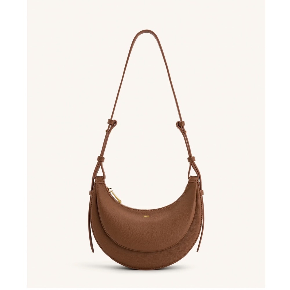 JW PEI Sharon Crossbody Brown Vegan Leather Crescent Shoulder Bag NWOT